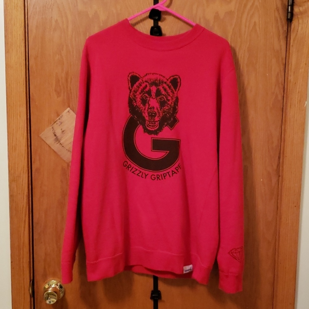 Diamond Supply x Grizzly Griptape red crewneck